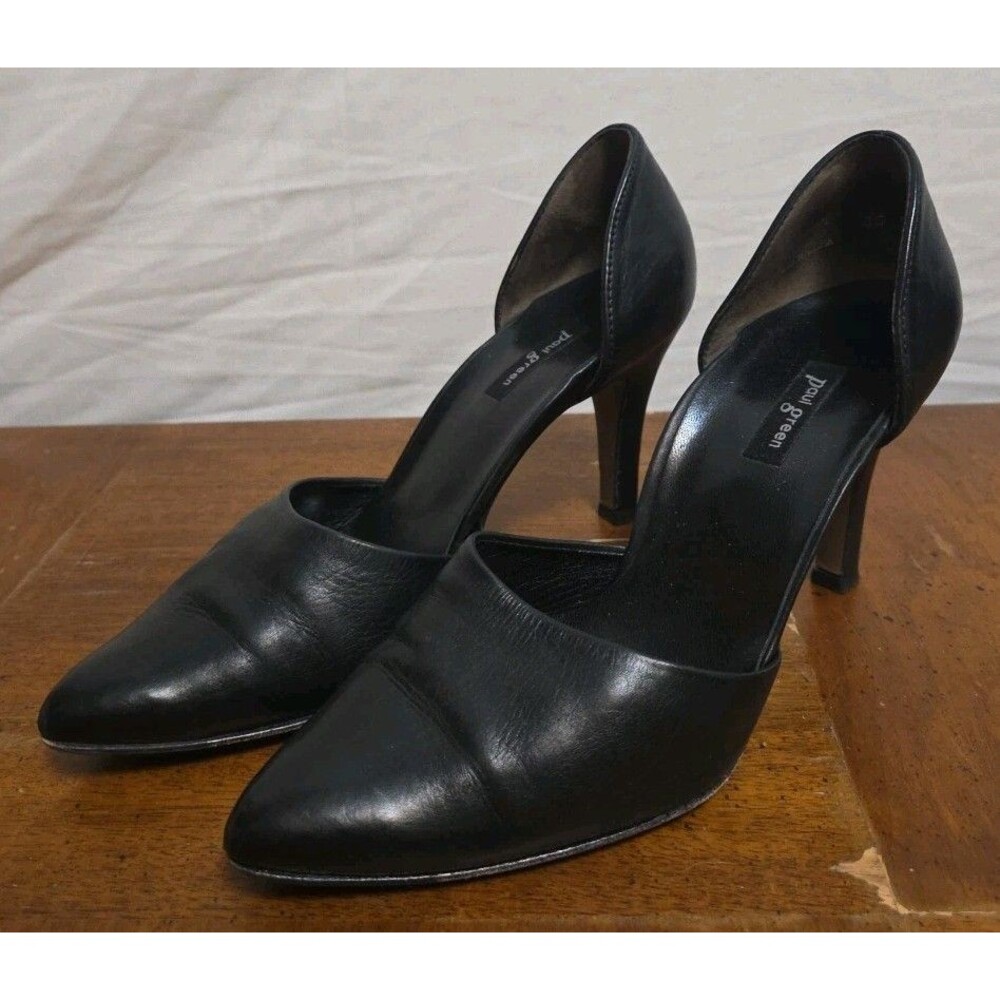 Paul Green Heels Pumps Size 4.5 / 6.5 Black Leather D'Orsay Char Heels Shoes